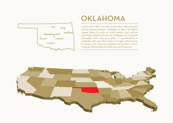 3D USA State map - OKLAHOMA