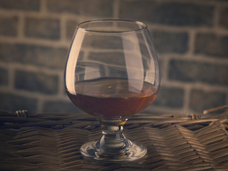 Glass cognac retro studio toning shot