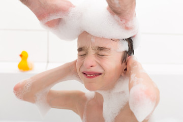 boy in bath 
