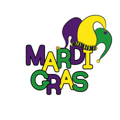 Mardi Gras or Shrove Tuesday. Colorful background with jester's hat. Vector illustration