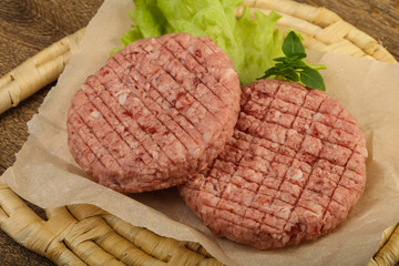 Raw burger cutlet