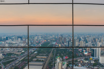 Fototapeta na wymiar the landscape photo of bangkok thailand through the net