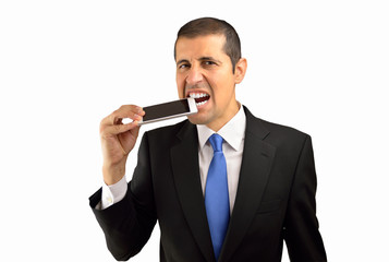 biting the smart phone