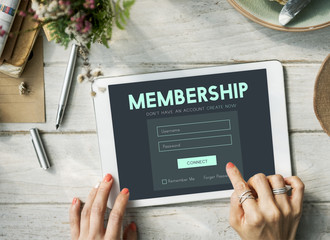 Member Log in Membership Username Password Concept - obrazy, fototapety, plakaty