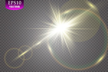 Vector transparent sunlight special lens flare light effect.