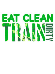Eat clean strong text healthy train logo stamp weight spike cool design train dirty weight lifting muscles dumbbell