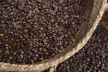 coffee in the wicker basket