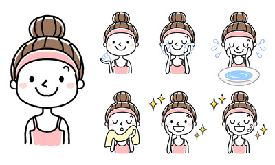 洗顔：セット、バリエーション
