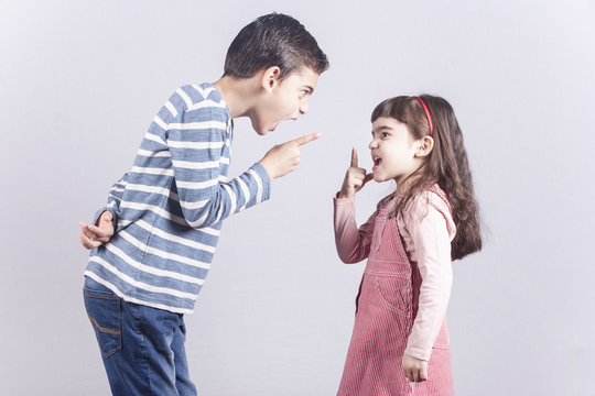 Brother and sister arguing
