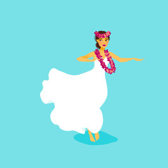 Illustration of a Hawaiian hula dancer woman