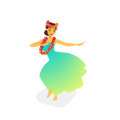 Illustration of a Hawaiian hula dancer woman
