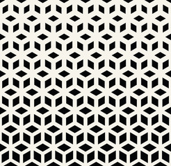 Abstract sacred geometry black and white grid halftone cubes pattern