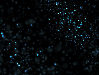 Abstract Blue Glitter Explosion on Black Background
