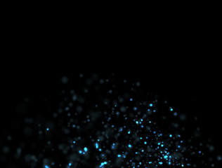 Abstract Blue Glitter Explosion on Black Background