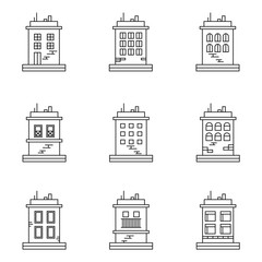 Obraz premium Old buildings vector icon set