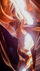 Red wave rock under the steep of lower antelope cayon in Page, Arizona. Beautiful natural creature