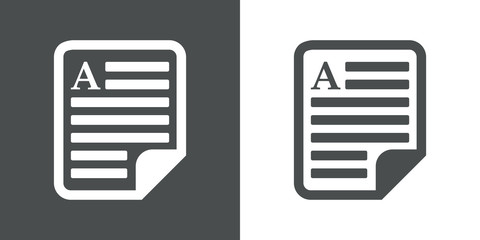 Icono plano documento texto gris y blanco