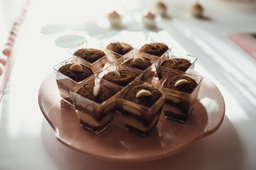 Tiramissu dessetts served in little glasses