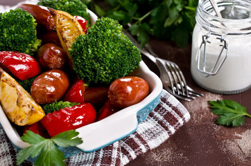 Vegetables with sausage