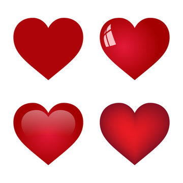 red vector heart collection on white background
