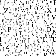 Vector seamless pattern with letters of the alphabet in random order