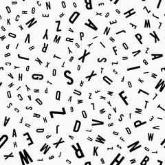 Vector seamless pattern with letters of the alphabet in random order