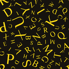 Vector seamless pattern with letters of the alphabet in random order