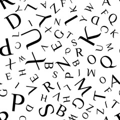 Vector seamless pattern with letters of the alphabet in random order