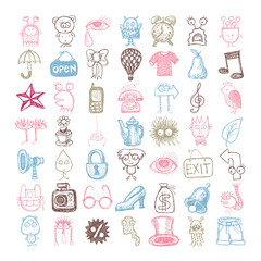 49 hand drawing doodle different icon set
