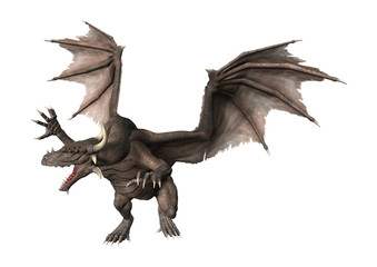 3D Rendering Fantasy Dragon on White