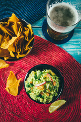 Mexican nachos with guacamole