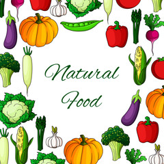 Vegetables poster natural vegetarian food veggies