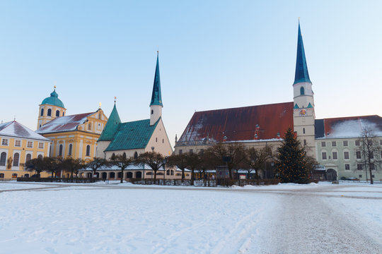 Chapel place in Altoetting Bavaria in winter