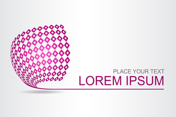 Logo stylized spherical surface with abstract shapes