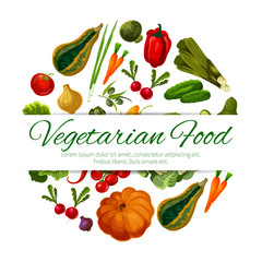 Vegetarian food poster vector vegetables harvest