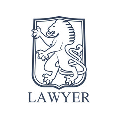 Lawyer icon or emblem with heraldic lion