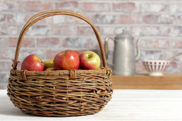 Basket with beautiful apples