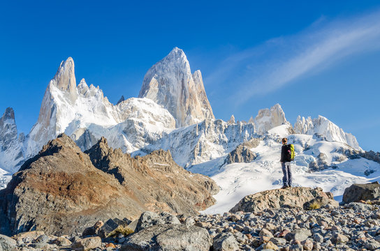 Woman admiring Fitz Roy scenic view