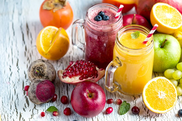 Berry and fruit smoothie, healthy detox vitamin diet or vegan food