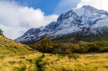Fototapeta na wymiar Scenic view on the Torres del Paine trek