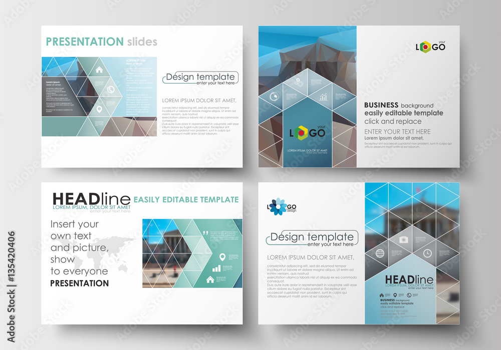 Poster set of business templates for presentation slides. easy editable layouts in flat design. abstract ba