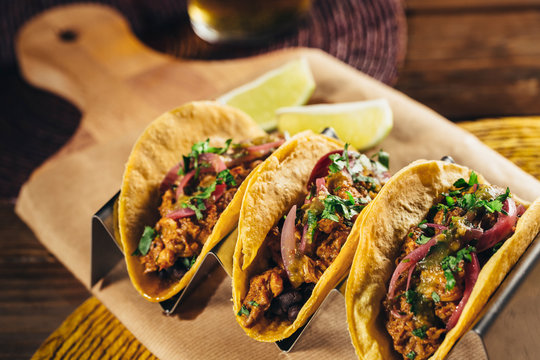 Delicious mexican cochinita pibil tacos