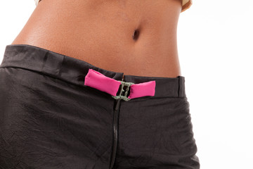 Black girl wearing silk trousers