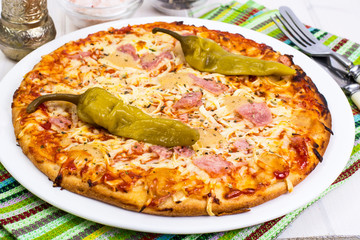 Pizza Prosciutto on white boards