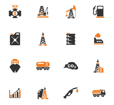 Extraction of oil icons set