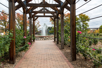 Obraz premium rick Walkway Under Rose Trellis