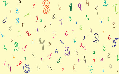 Hand drawn numbers banner, background and seamless pattern