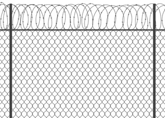 Metal fence with barbed wire