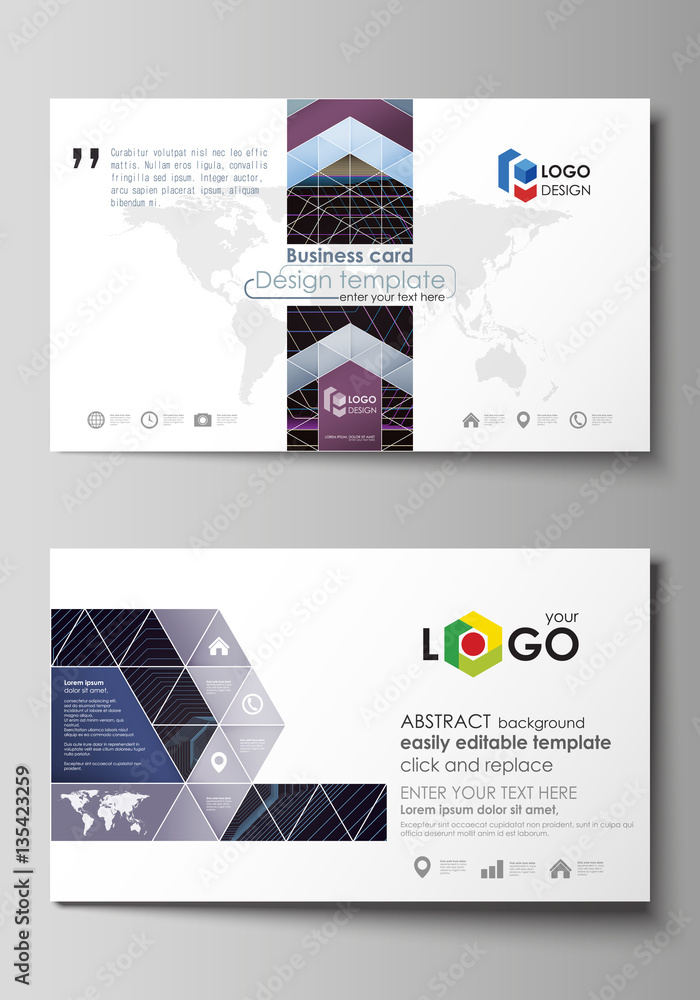 Poster business card templates. easy editable layout, vector template. abstract polygonal background with h