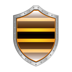 metallic emblem with colorful lines vector illustration